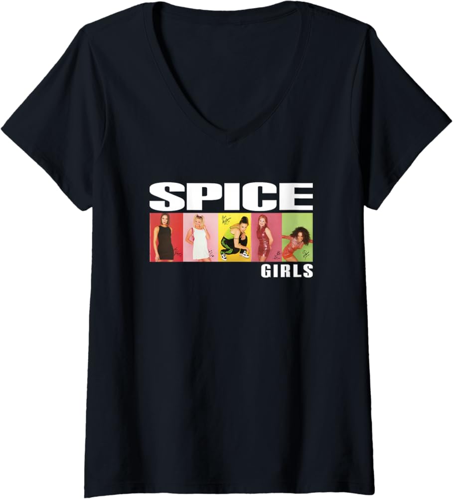 スパイスガールズ Tシャツspice girls Amazon.com: Womens Official Spice Girls Photo Block V-Neck T-Shirt